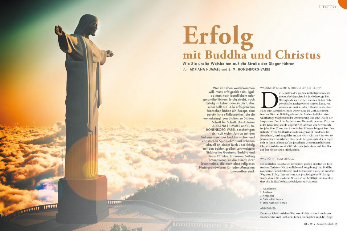 "Erfolg mit Buddha und Christus" - Titelstory im ZB 04/2015 mit Co-Autorin Adriana Hummel